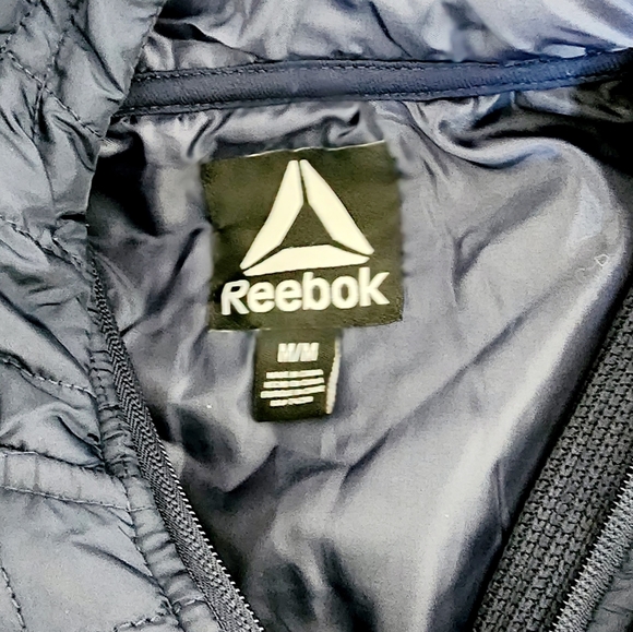 ๐๏ธ๐ท Reebok Poly Woven Quilted full zipped hooded Jacket - Navy Blue - Medium - Picture 6 of 16